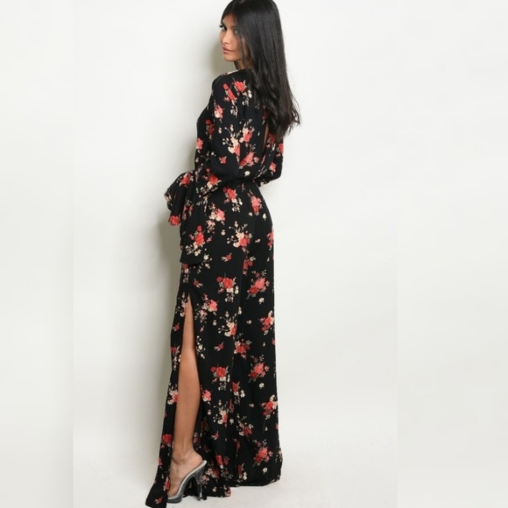 Longsleeve Split Floral Jumpsuit